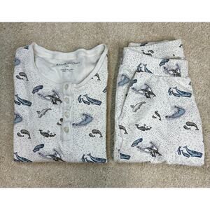 Erica Wilson Nantucket Women's Long PJ Set Save The Whales Size XS